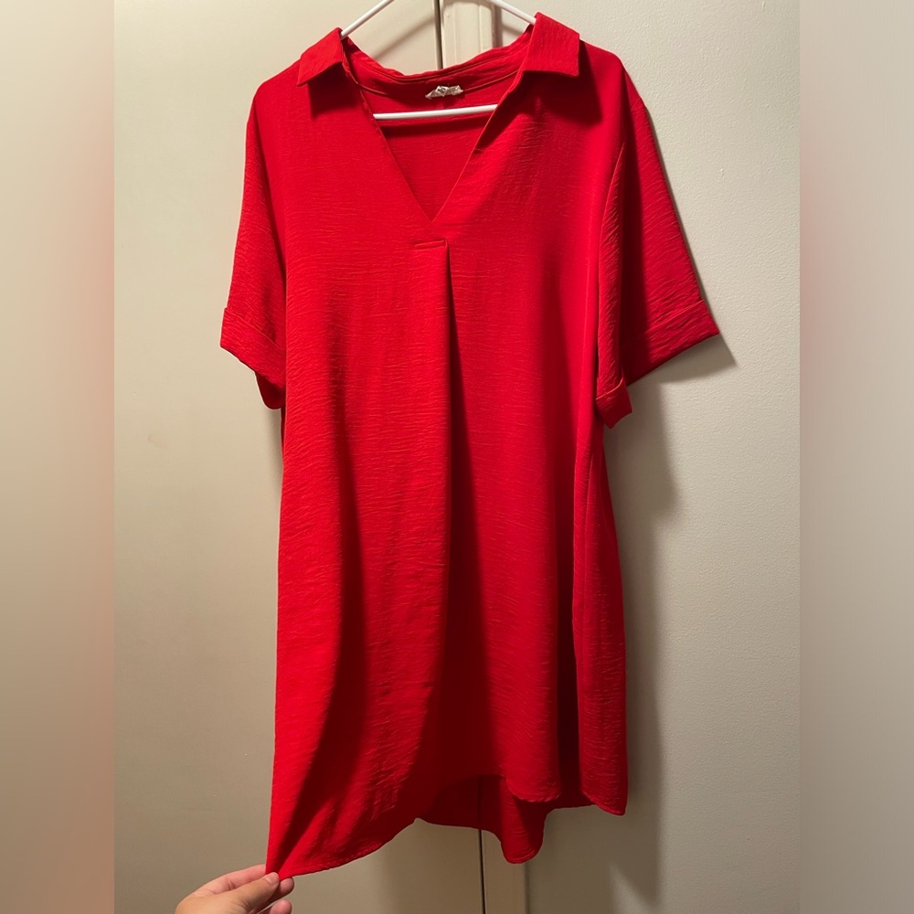 Jodifl Red Collared Dress Size L